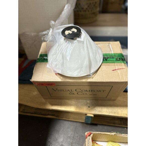 Visual Comfort Hackney Single Sconce (White Linen Shade)-Antique Brass - Picture 7 of 8